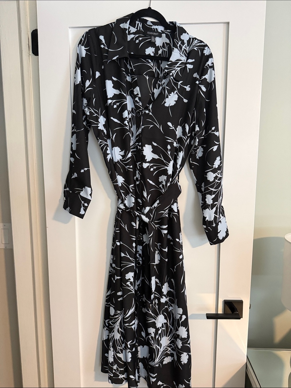 Ellen Tracy Black and White Floral Dress